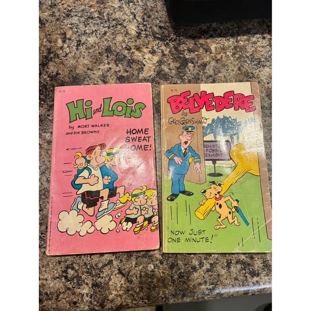 Vintage Hi and Lois & Belvedere Comic Strip Paperback Book Lot Mort Walker 1980s